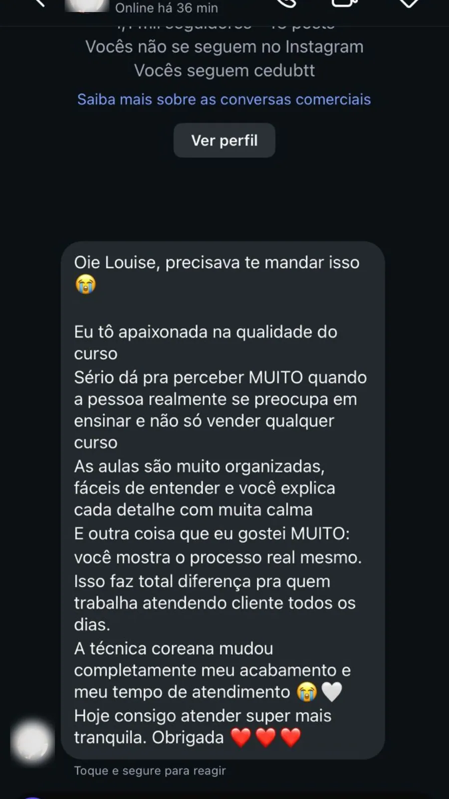Depoimento de aluna