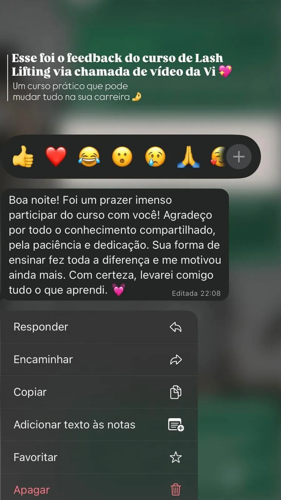 Depoimento de aluna