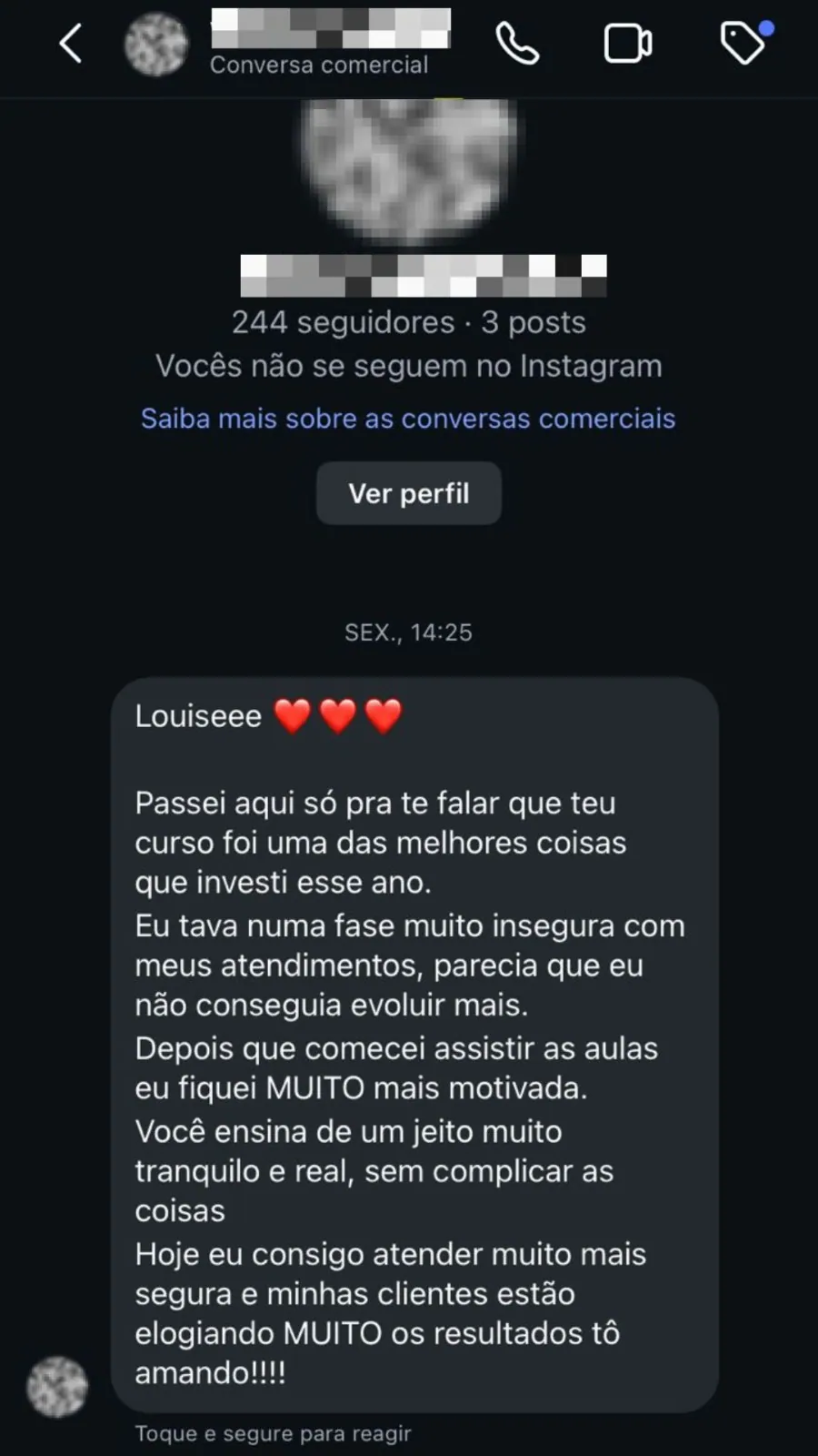 Depoimento de aluna