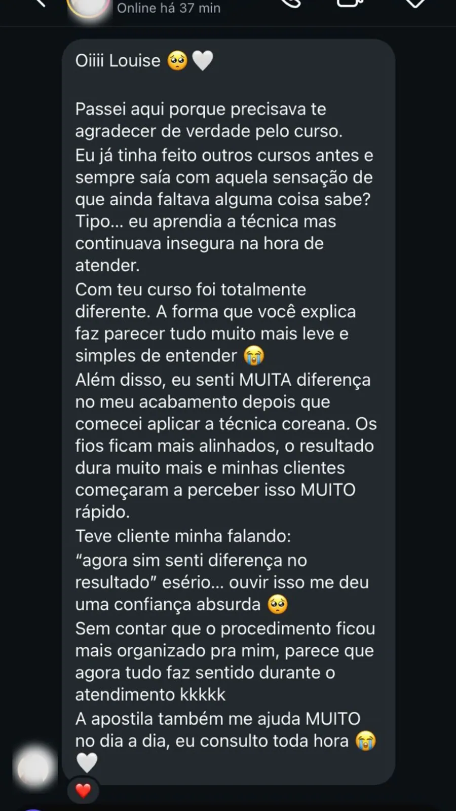 Depoimento de aluna